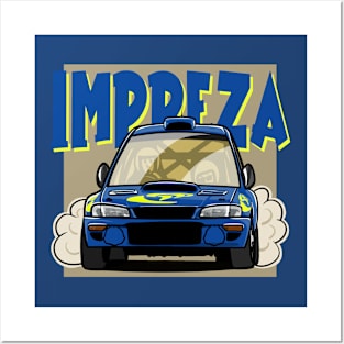 Subie 22B Rally Caricature Posters and Art